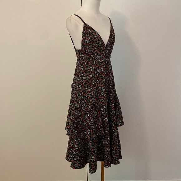 Irene de Nouvelle Black Floral Layered Midi Dress Size Small - Picture 5 of 13